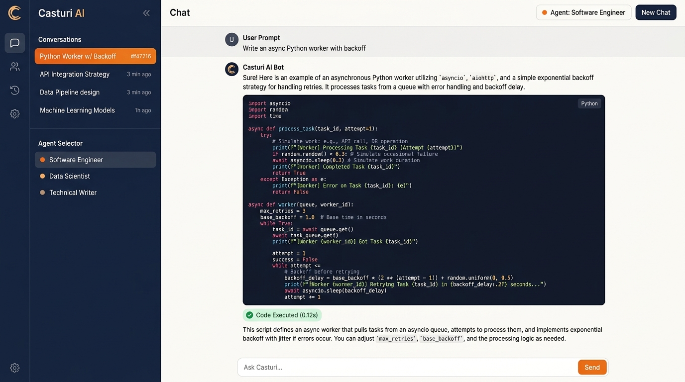 Casturi AI Chat UI Screenshot